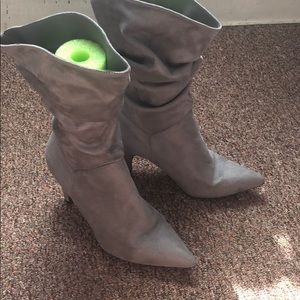 Grey slouch boots